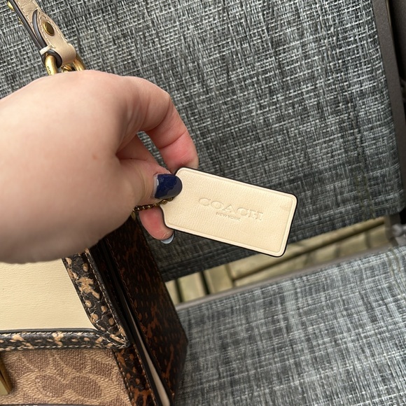 COACH Hutton Shoulder Bag In Signature Canvas With Snakeskin Detail - Picture 6 of 14